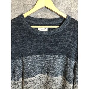 Fat Face Sweater Men XL Gray Blue Ombre Crewneck Knit Pullover Wool Alpaca Blend